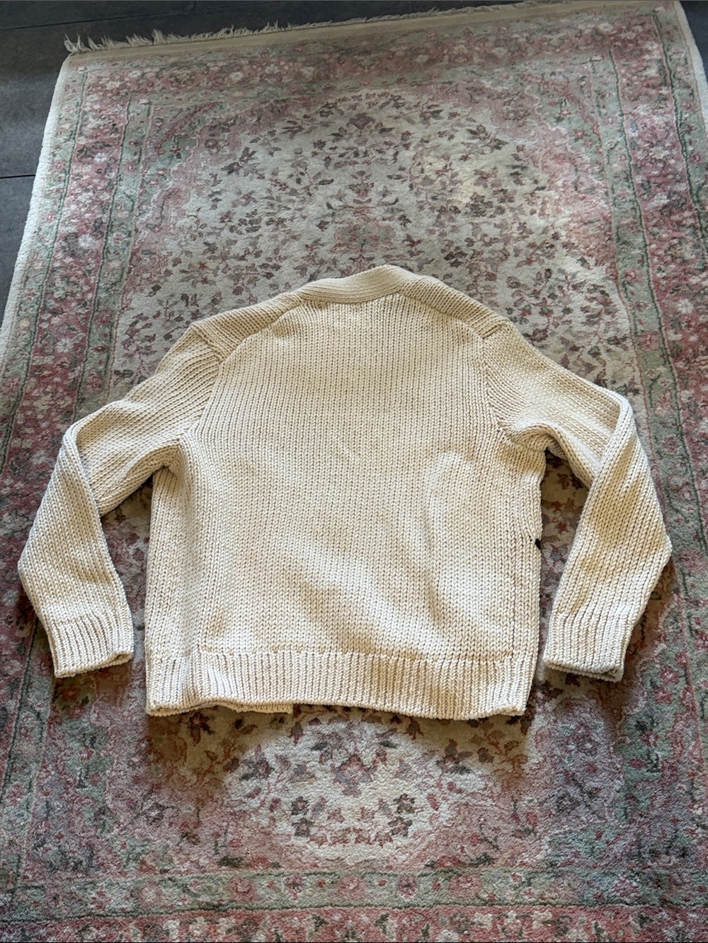 A.P.C. Cream Knit Cardigan with Black Floral Appliqué - Picture 10 of 16